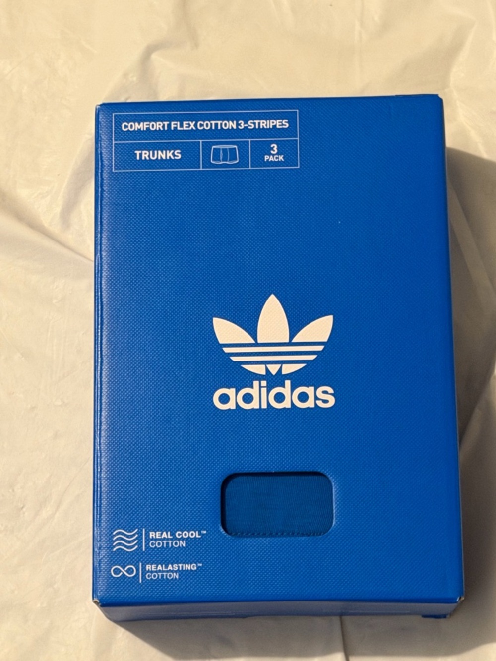 adidas Comfort Flex Cotton 3-Stripes Trunks 3 Pack Black/Blue Size S